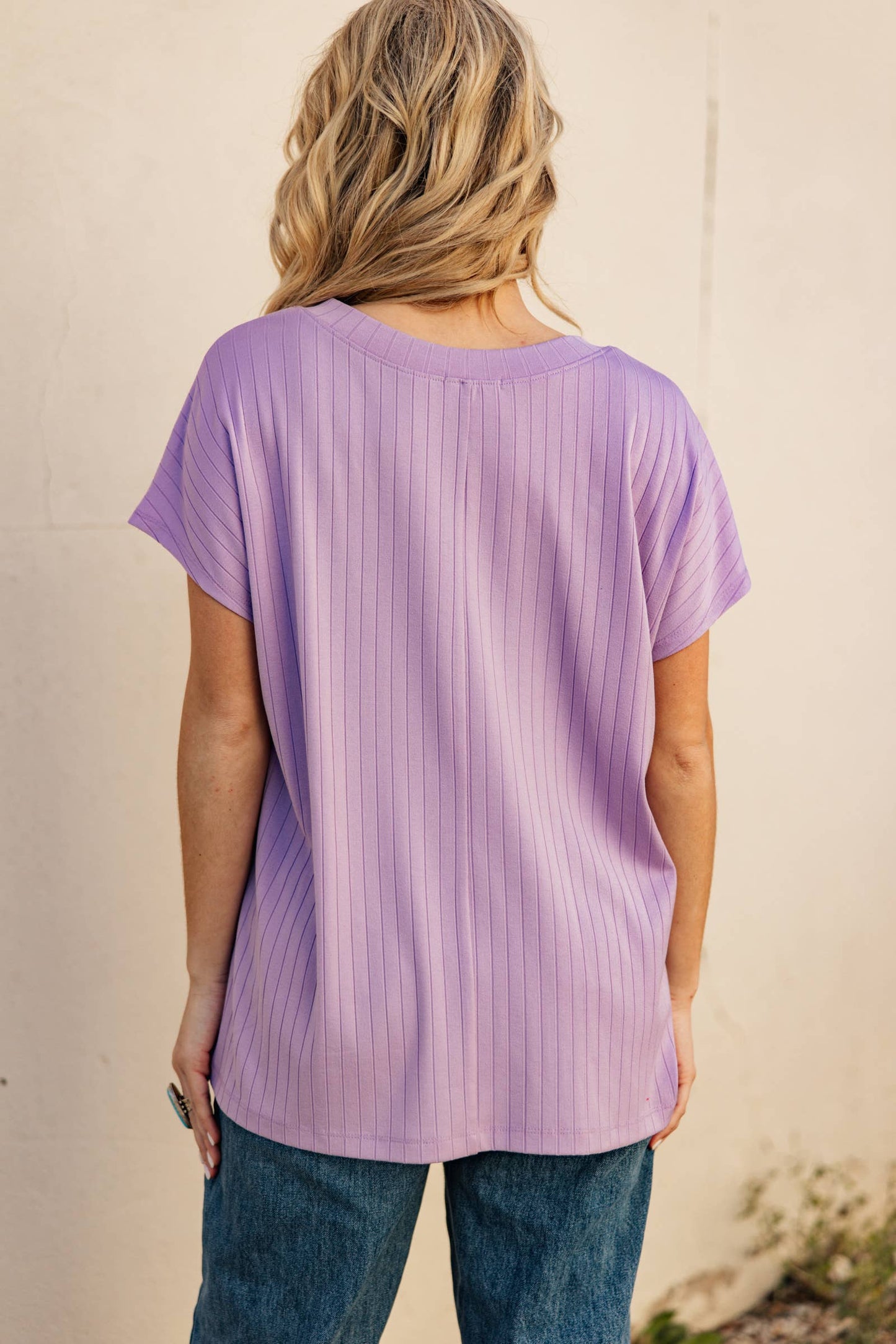 Camille Ribbed V Neck Top