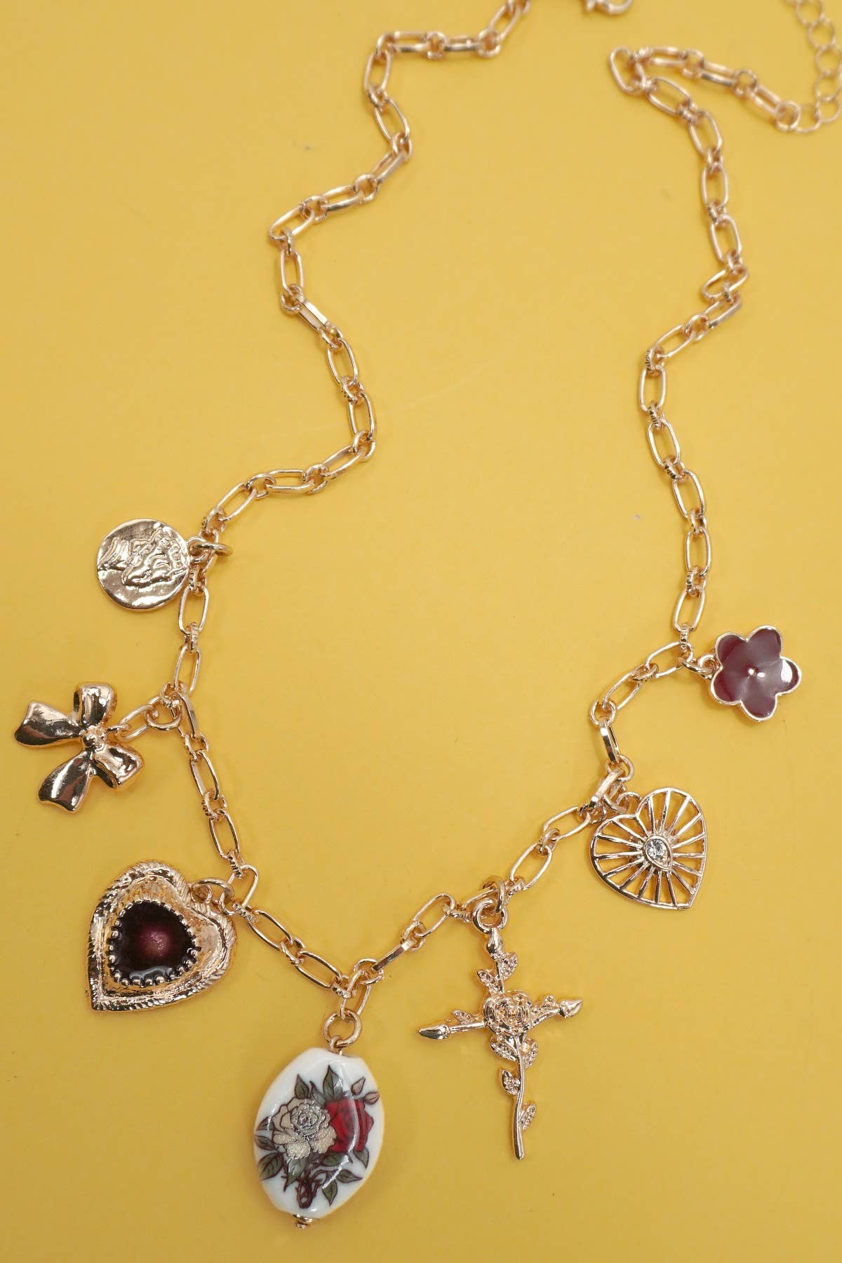 HEARTS & FLOWERS CHARM NECKLACE
