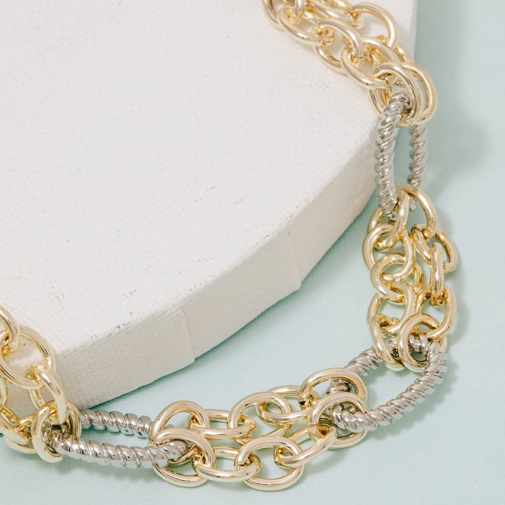 Two Tone Classic Chain Necklace