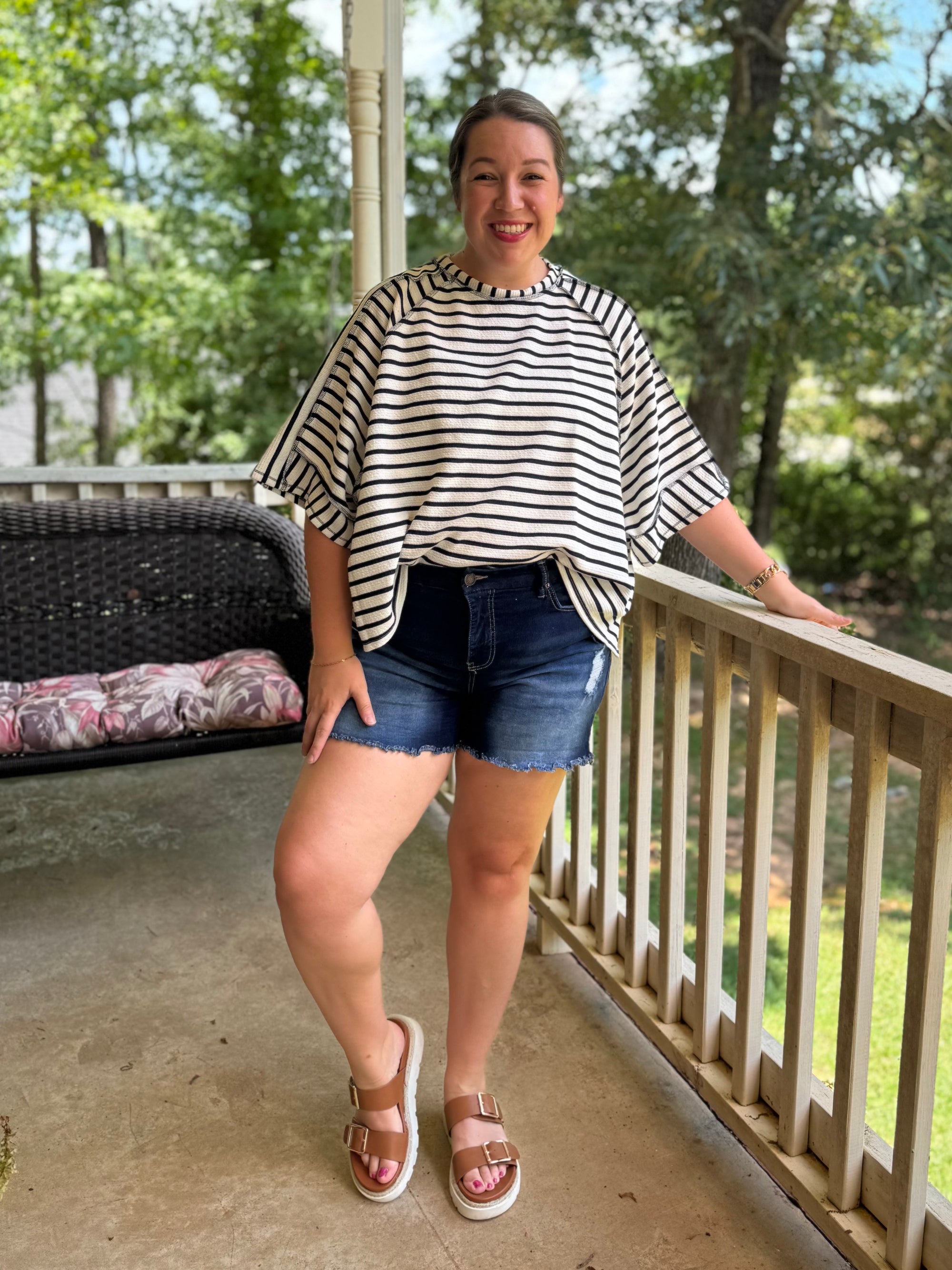 Striped & Sweet Top in Navy