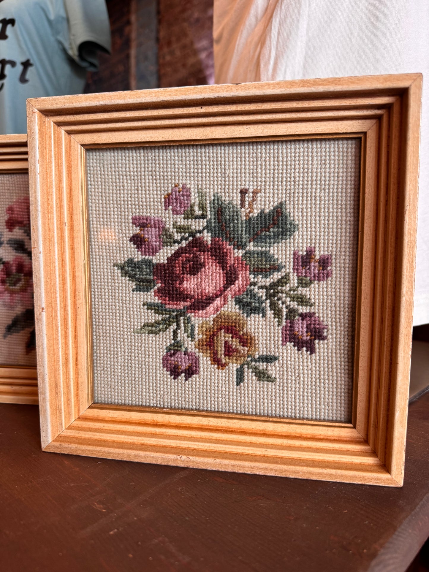 Framed Floral Cross Stitch 1 (8x8)