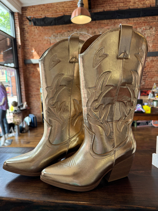 Metallic Gold Cowgirl Boots