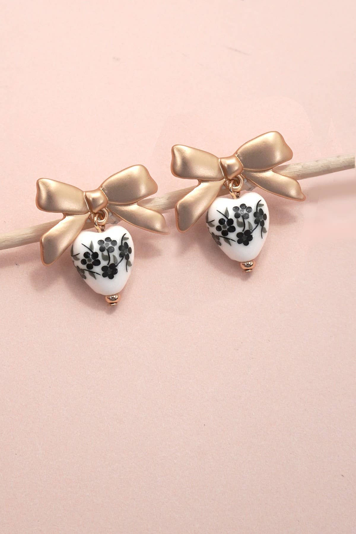 Vintage Bow Drop Porcelain Earrings