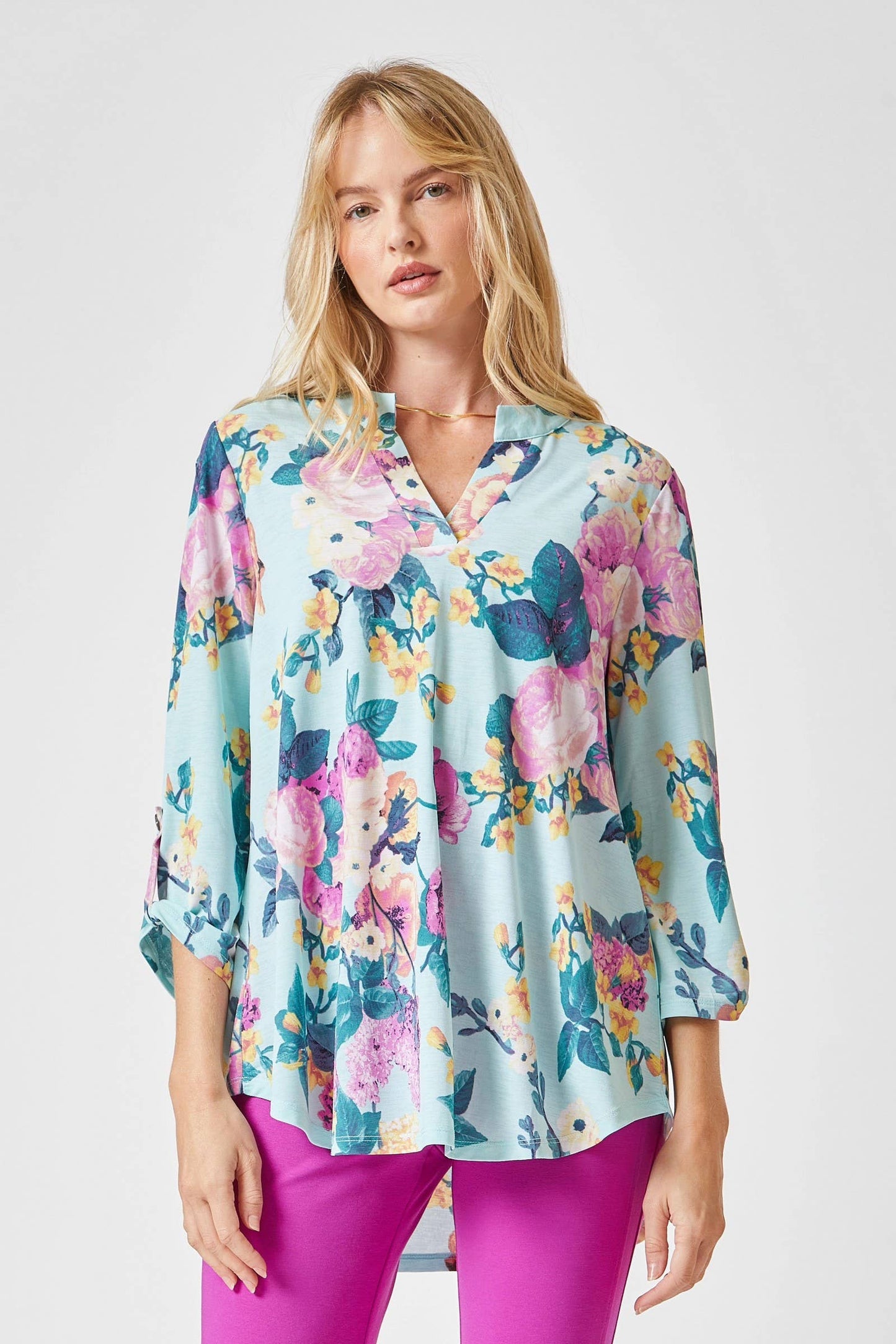 Libby Sage Floral Wrinkle Free Blouse