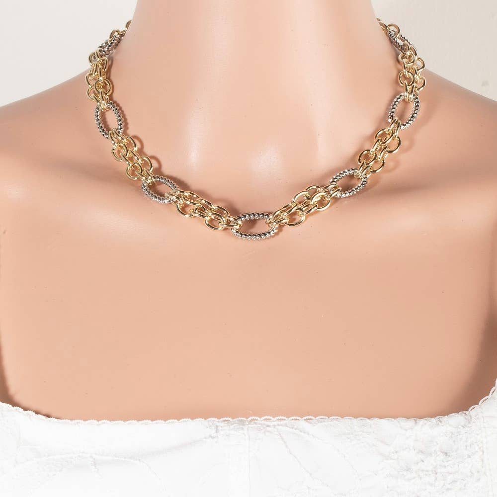 Two Tone Classic Chain Necklace