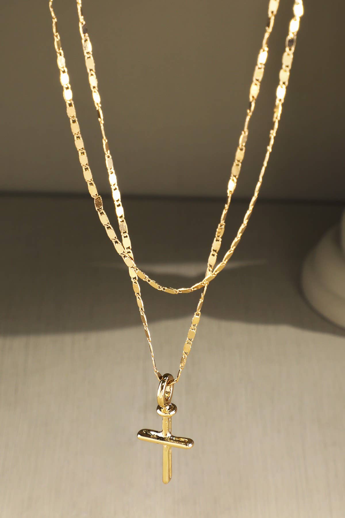 Double Layer Cross Pendant Necklace