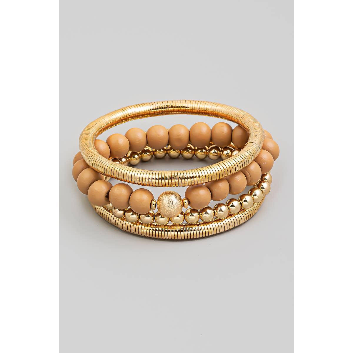 Elastic Tube And Beaded Bracelet Set