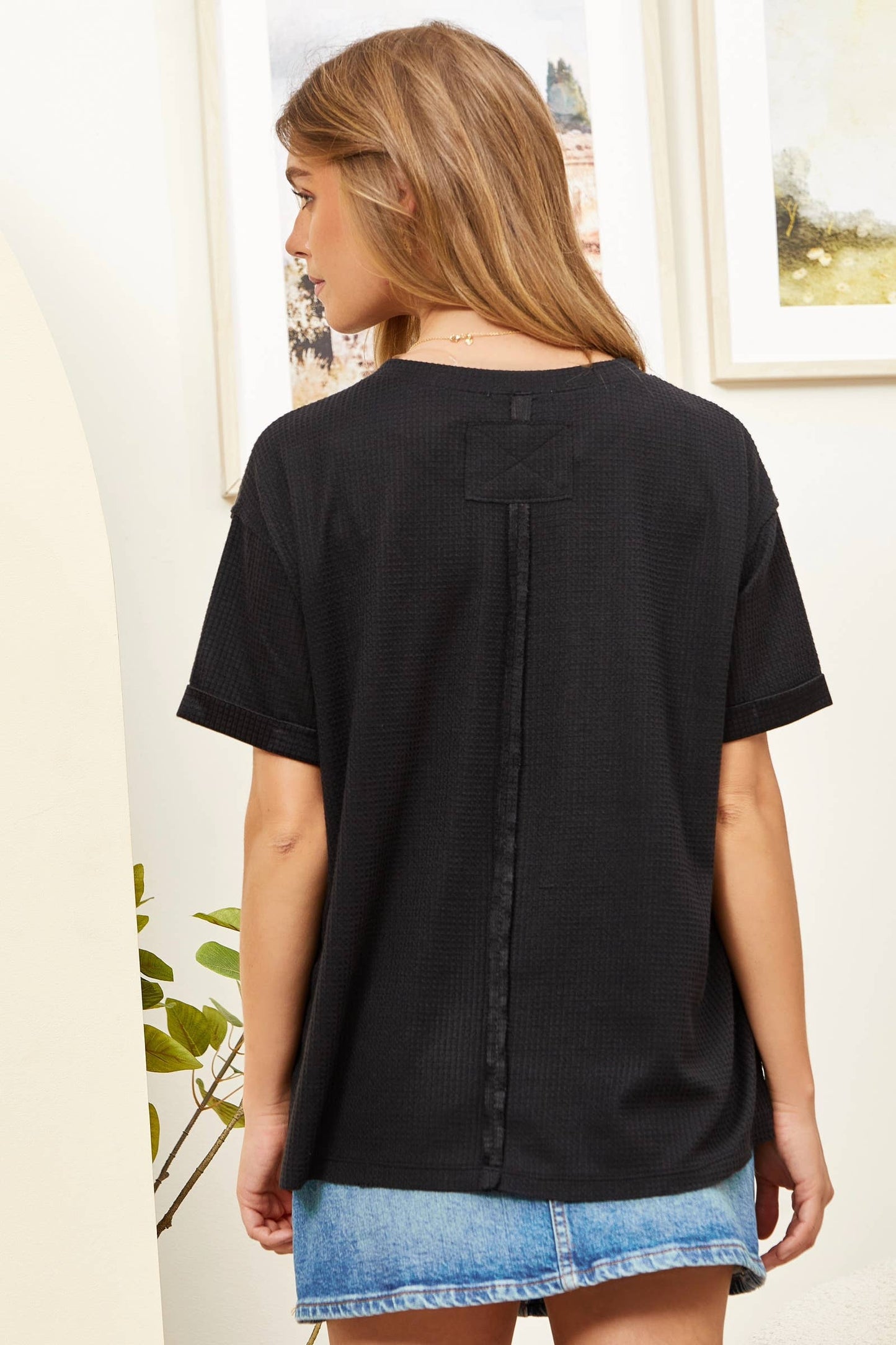 Dustyn Waffle Knit Top