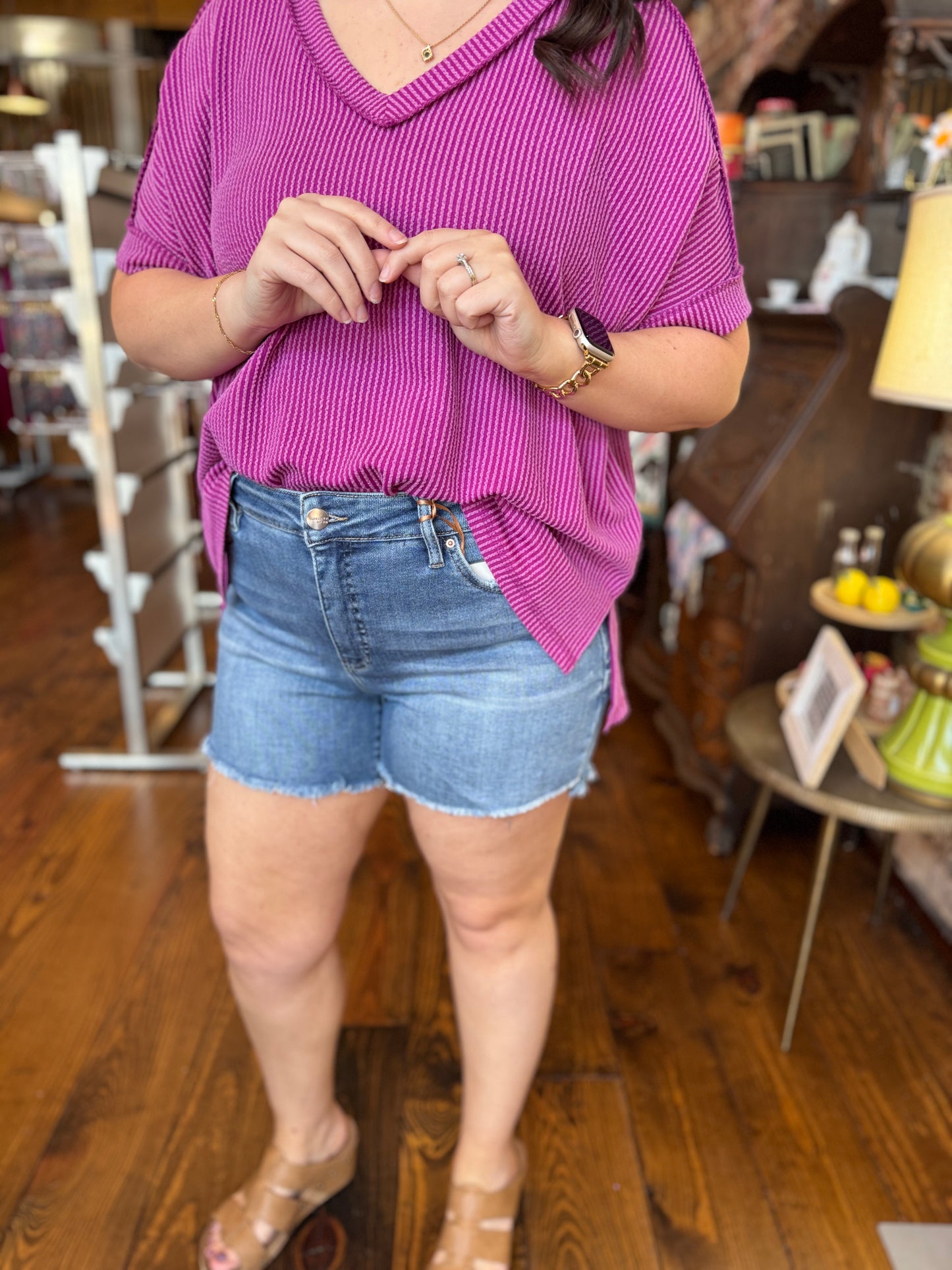 Missy High Rise Fray Hem Shorts