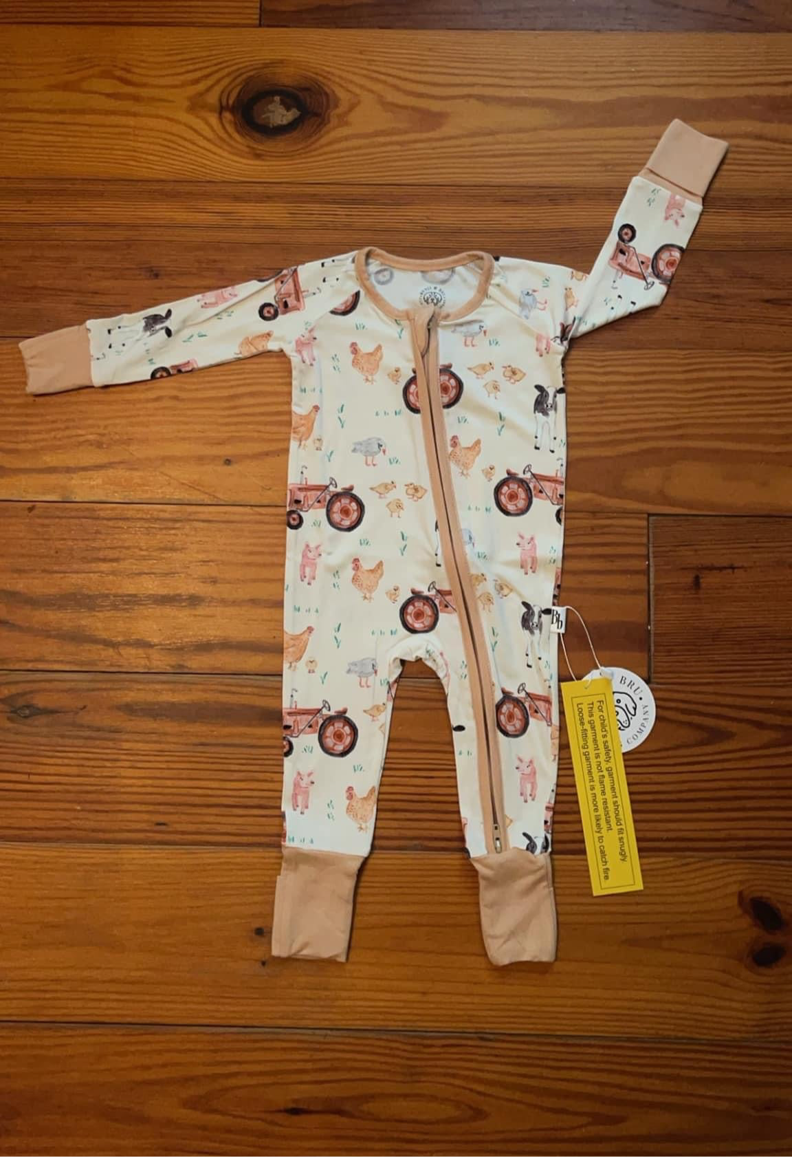 On the Farm Zippie Bamboo Pajamas