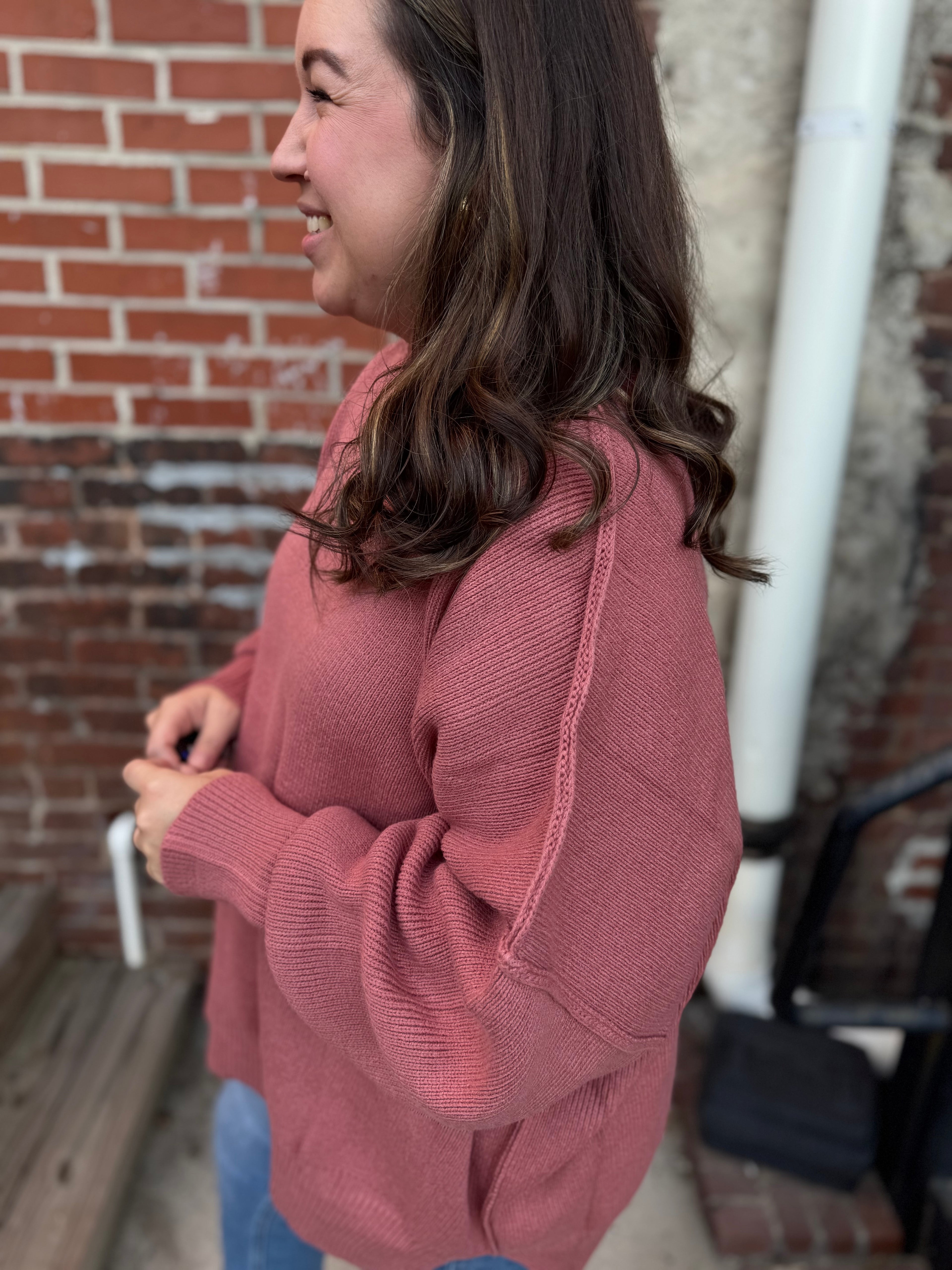 Simple Oversized Sweater in Rose