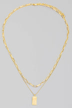 Rectangle Pendant Layered Necklace