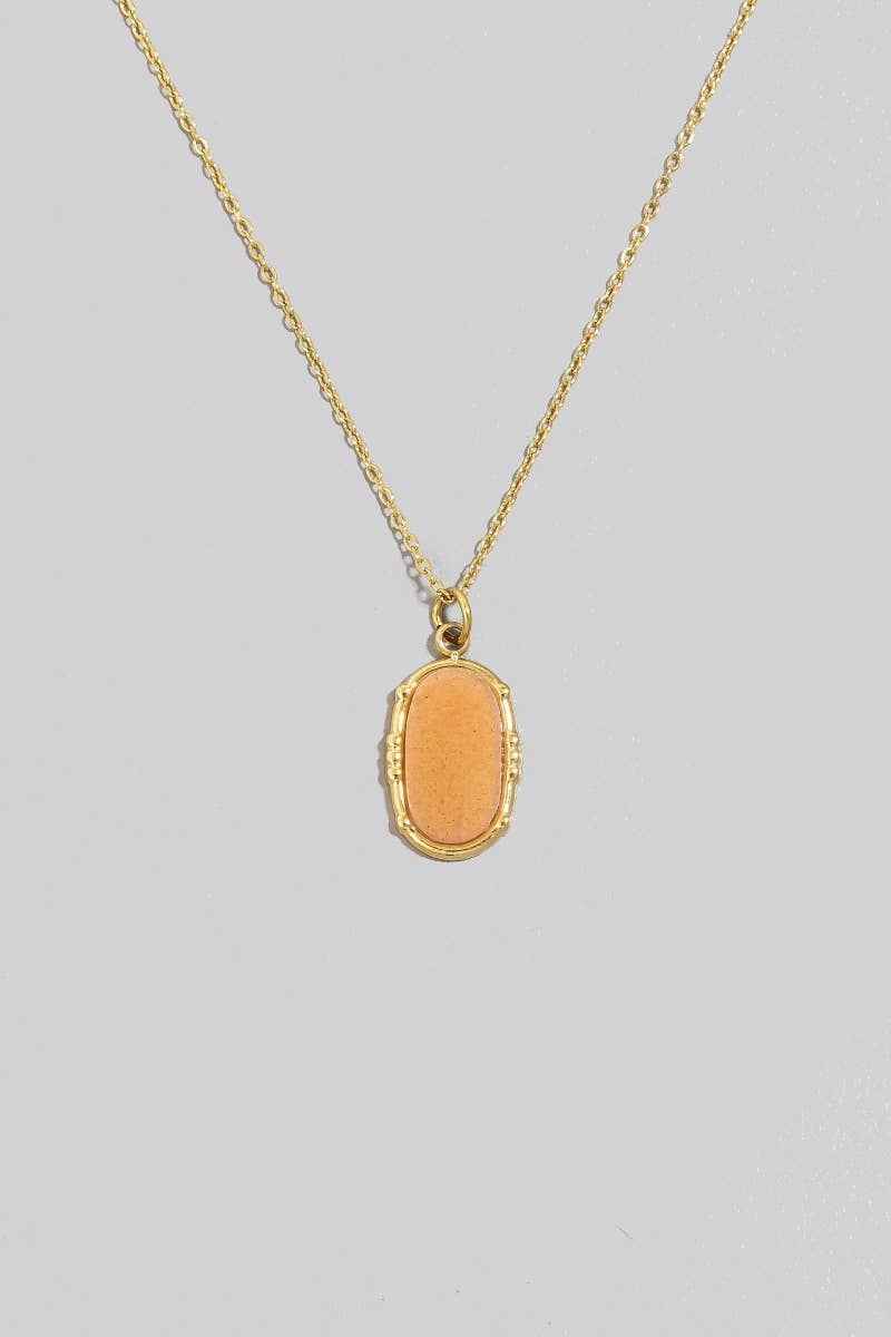Oval Stone Pendant Necklace