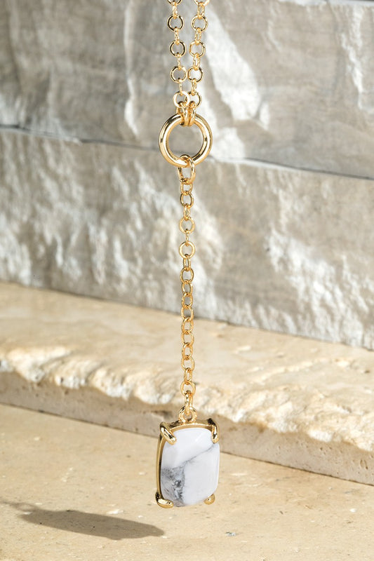 Natural Stone Link Pendant Necklace