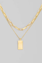 Rectangle Pendant Layered Necklace