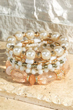 6 Layered Mixed Beads Boho Bracelet Set