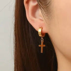 Cross Huggie Earrings