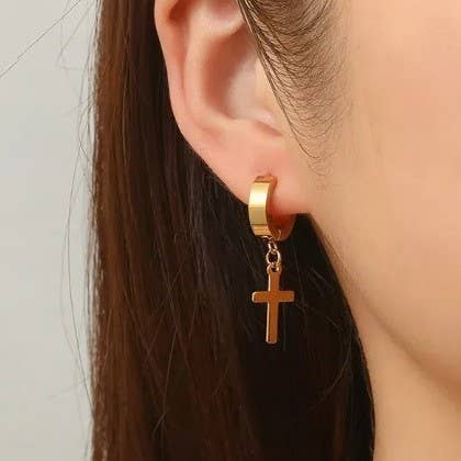 Cross Huggie Earrings