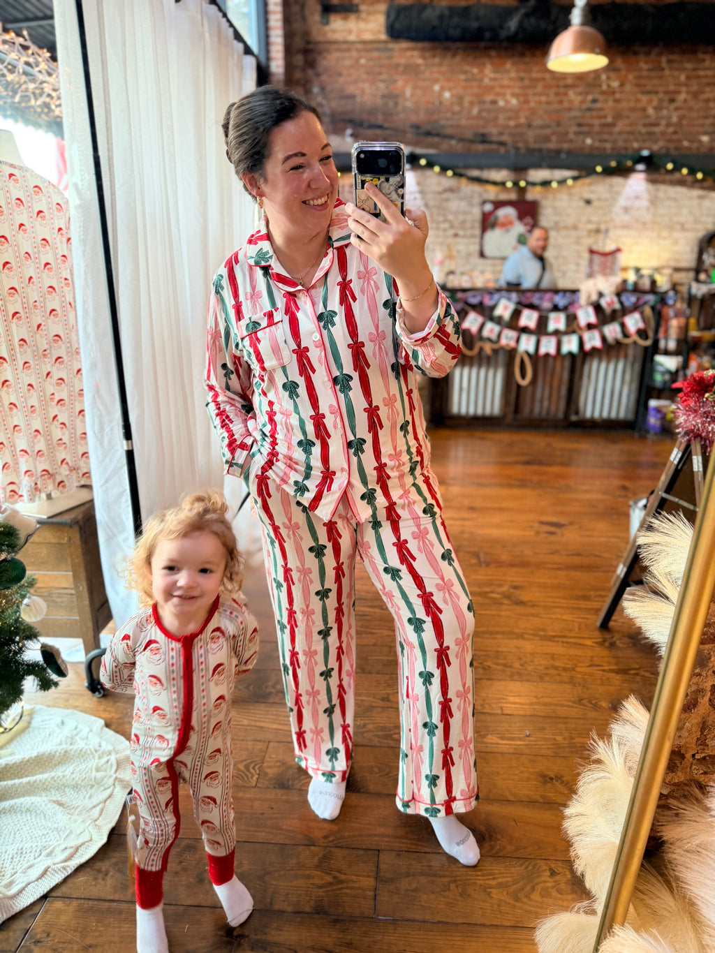 Christmas Bows Adult Pajamas Set