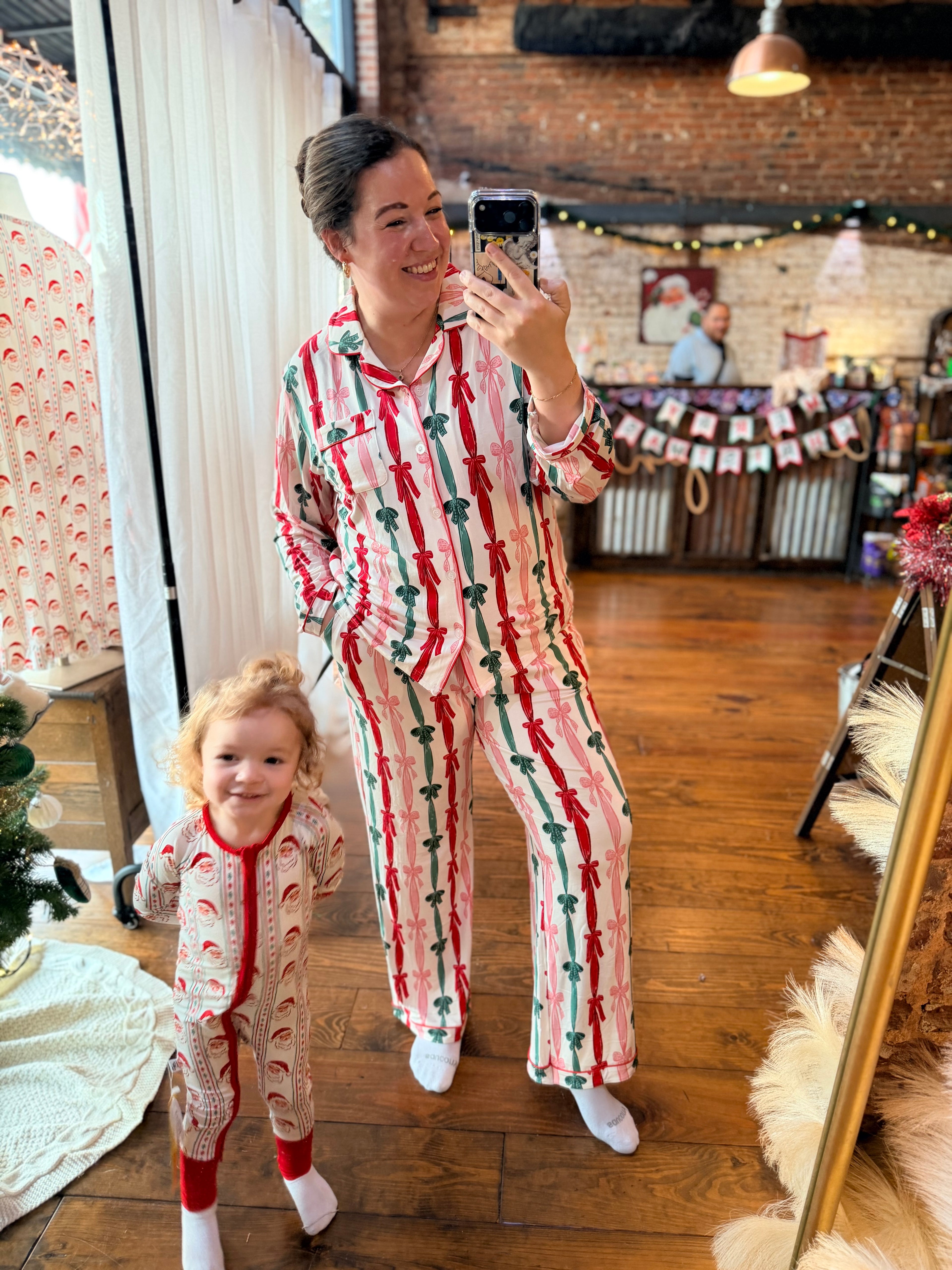 Christmas Bows Adult Pajamas Set