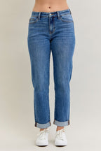 Judy Blue Mid-Rise Boyfriend Cuffed Jeans