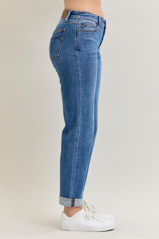 Judy Blue Mid-Rise Boyfriend Cuffed Jeans
