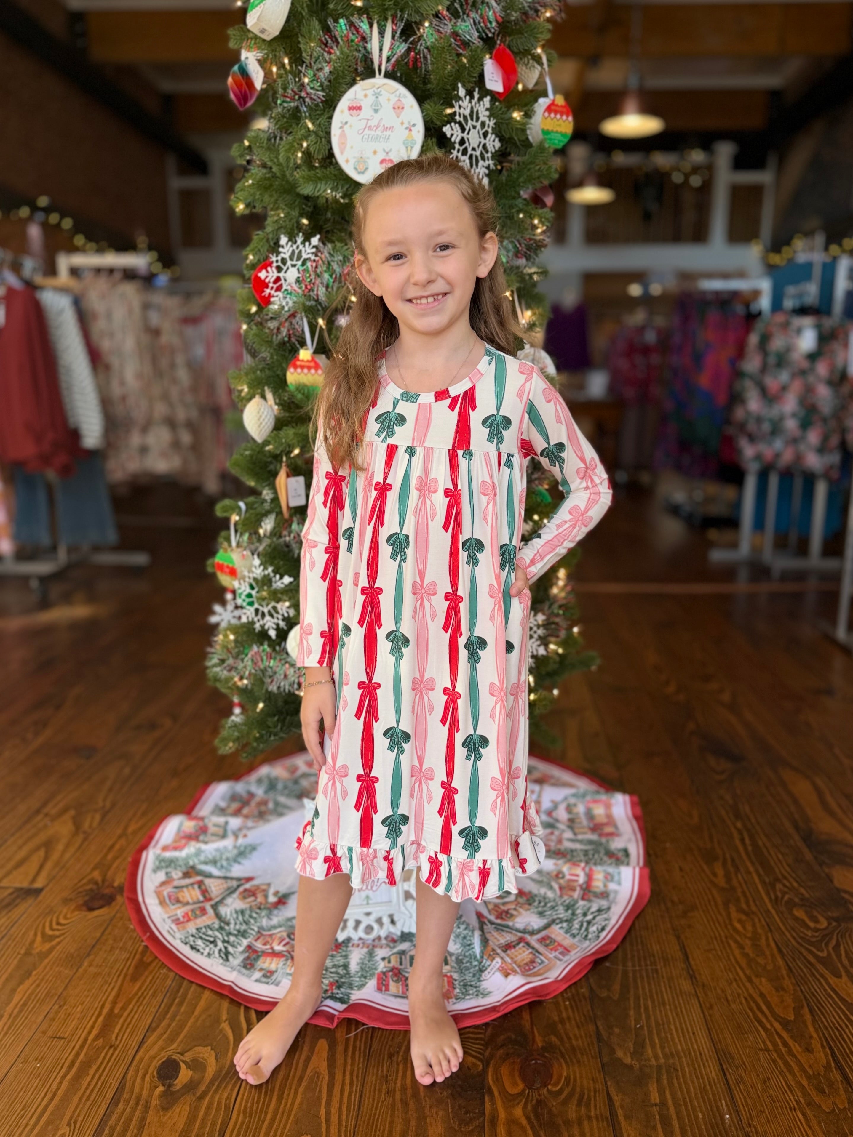 Christmas Bows Bamboo Nightgown