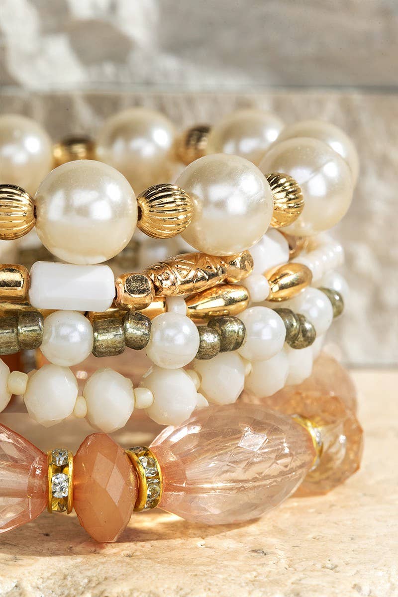 6 Layered Mixed Beads Boho Bracelet Set
