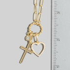 Heart Cross And Gem Necklace