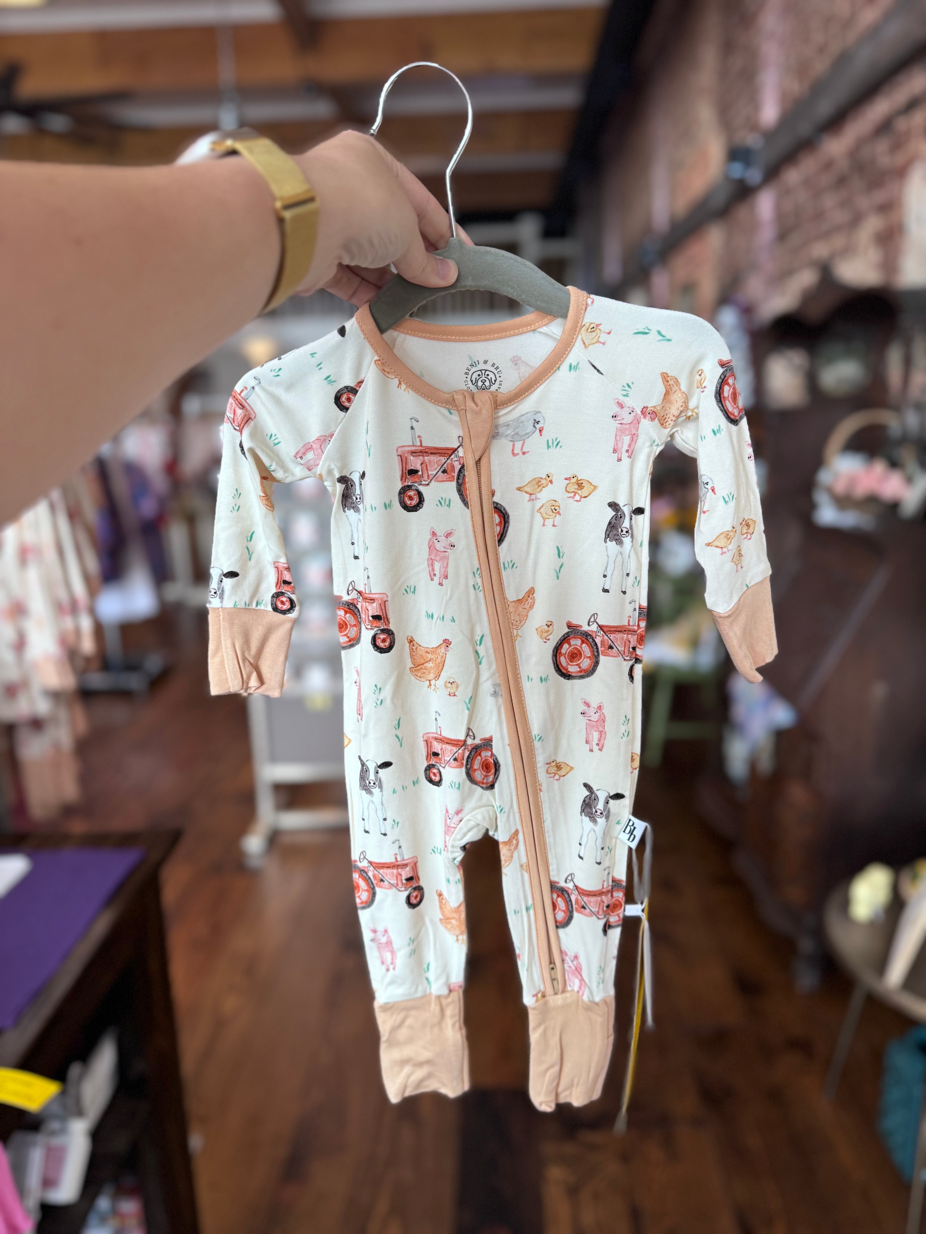 On the Farm Zippie Bamboo Pajamas
