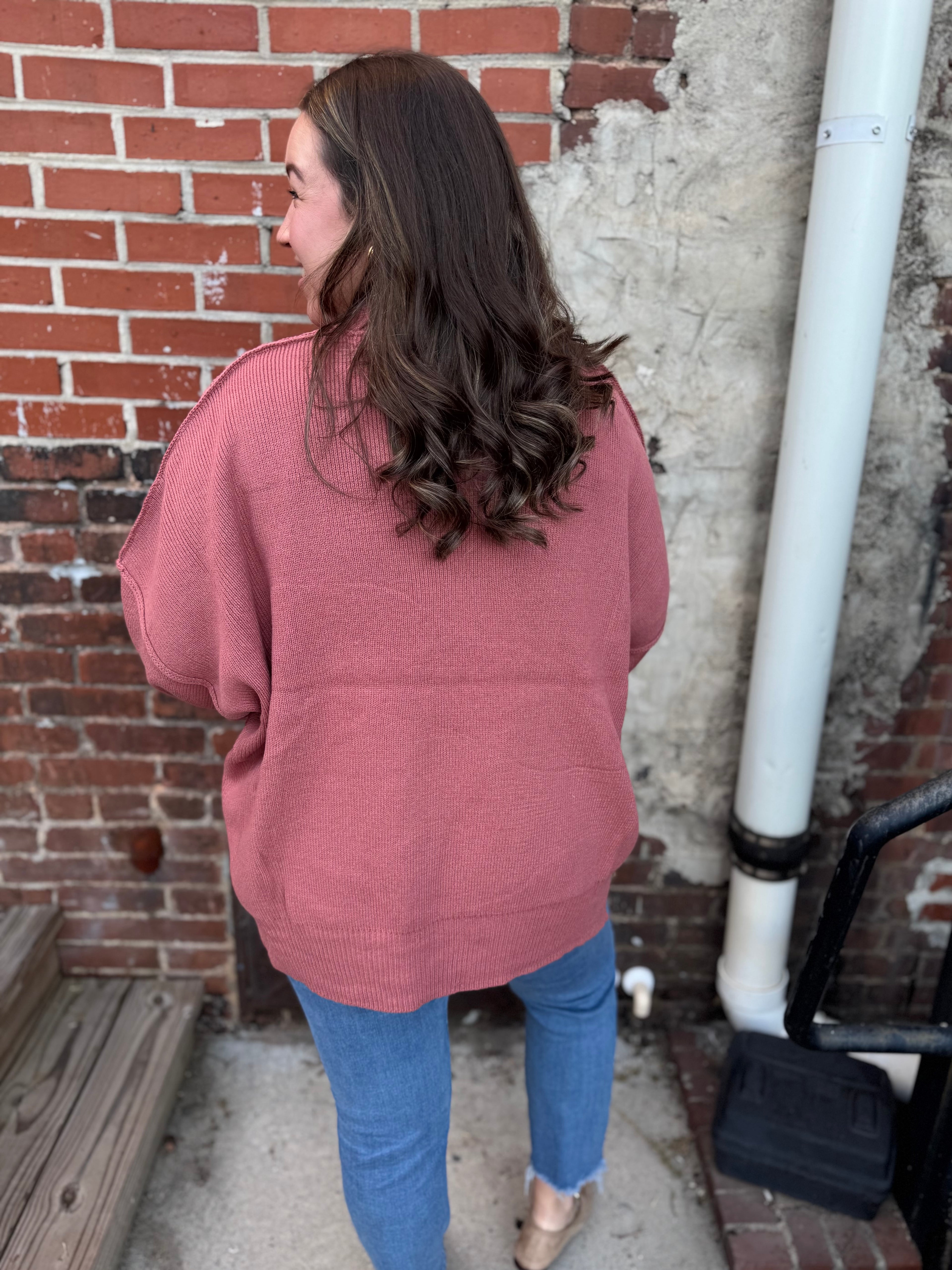 Simple Oversized Sweater in Rose