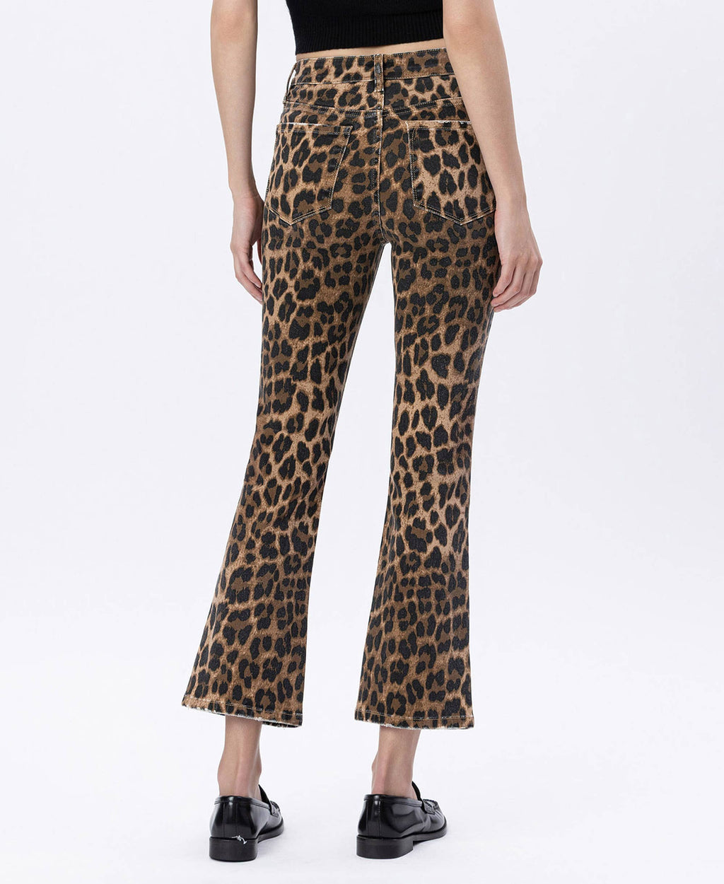Leopard High Rise Kick Flare Jeans