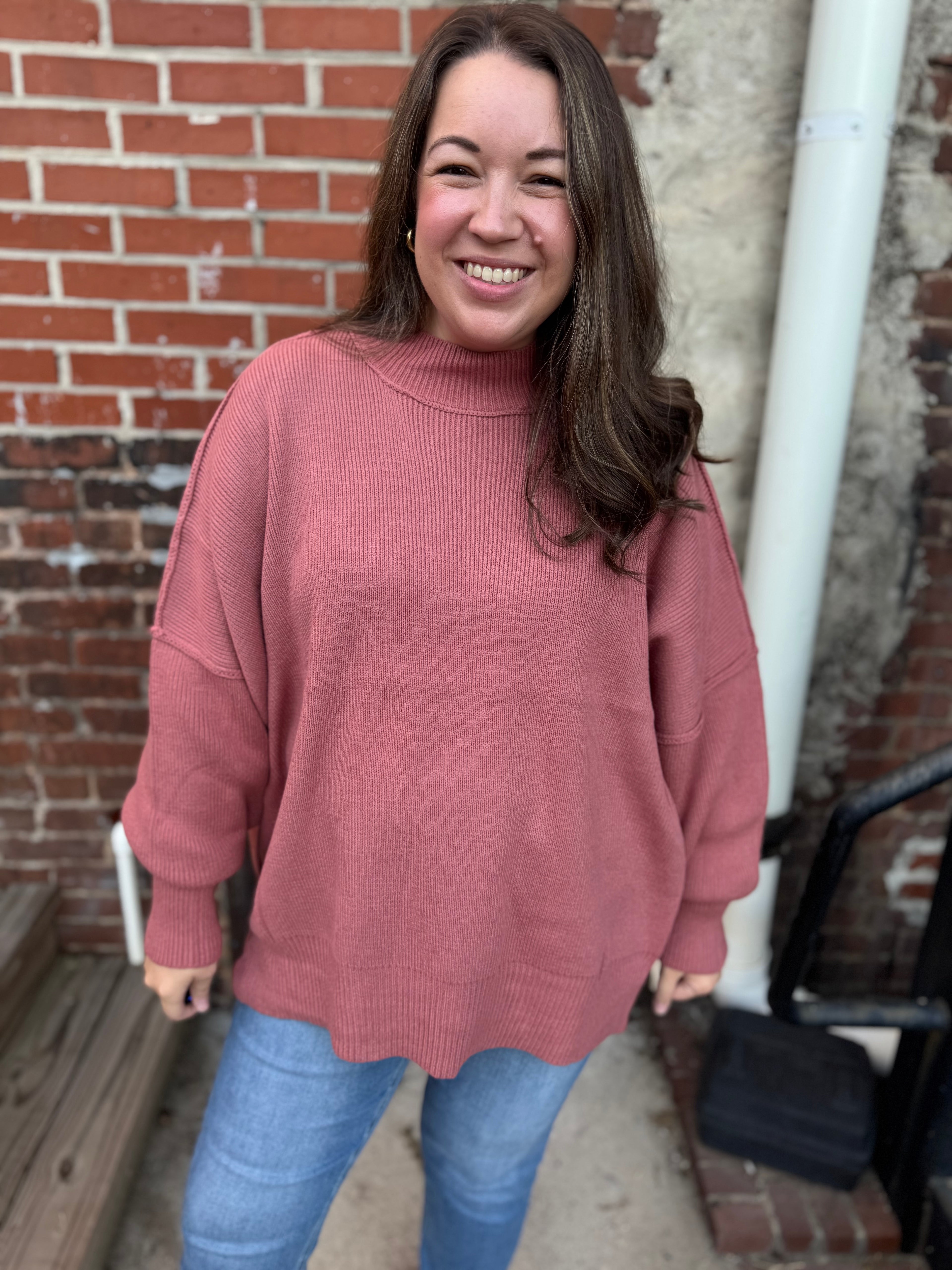 Simple Oversized Sweater in Rose