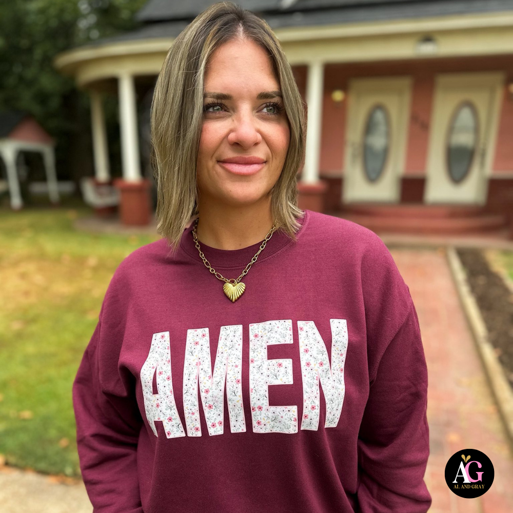 Amen in Floral Sweatshirt