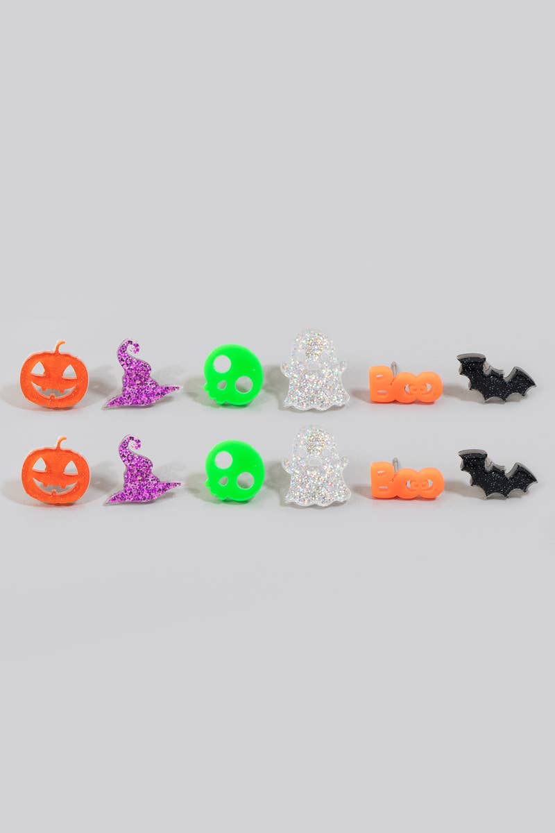 Glitter Resin Halloween Stud Earrings Set