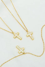 WHITE JEWELD CROSS NECKLACE