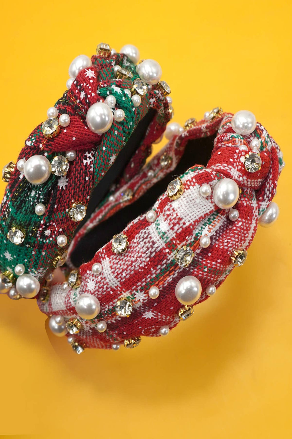Christmas Plaid Beaded Headband