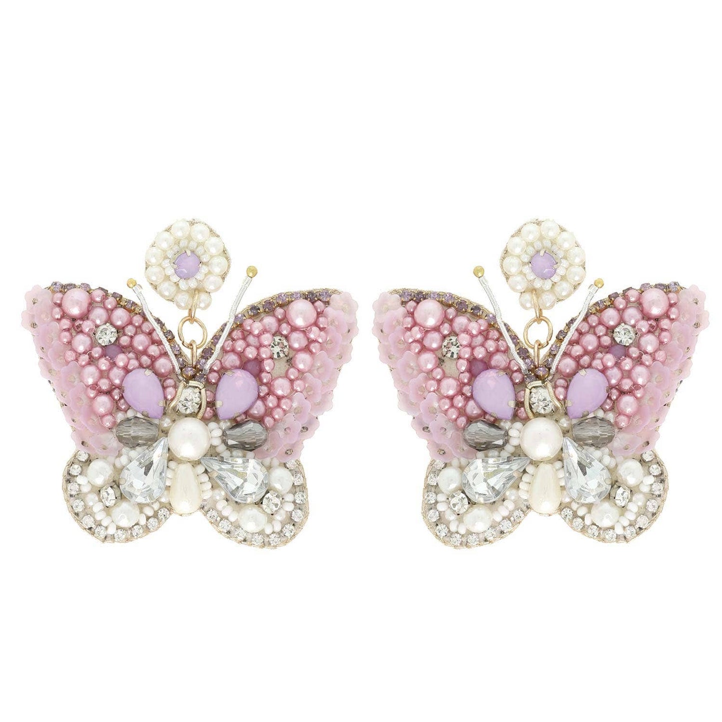 Whimsical Butterfly Beaded Drop Earrings