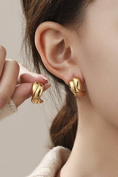 Criss Cross Huggie Earrings