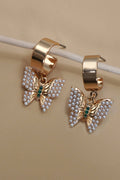 Pearl Butterfly Huggie Earrings