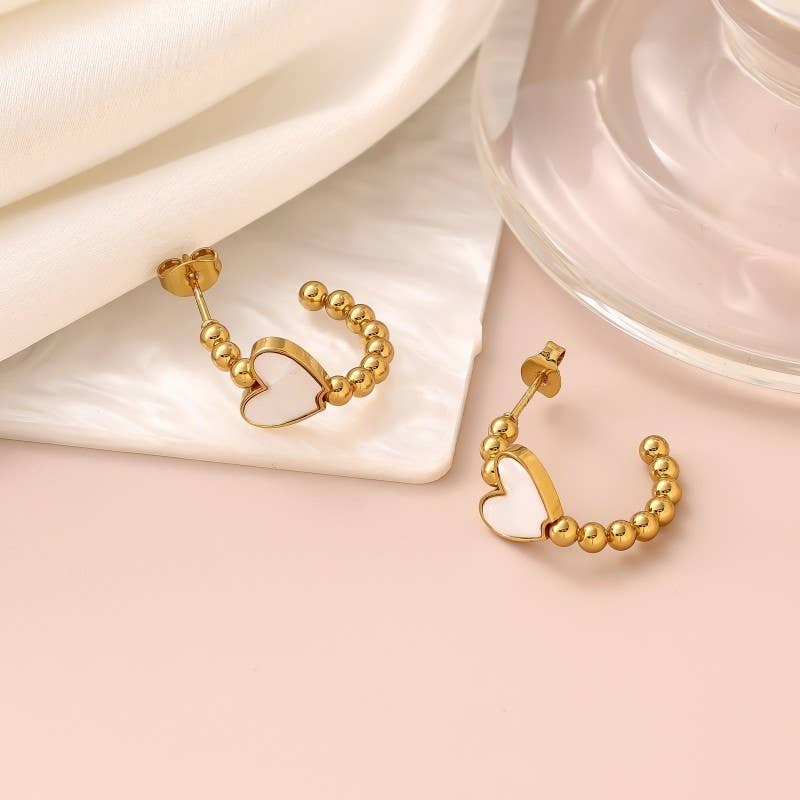 Heart Beaded Hoop Earrings