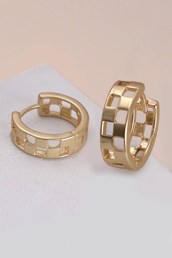 Checker Hoop Huggie Earrings