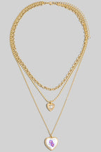 Floral Ceramic Heart Pendant Layered Necklace