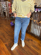 Judy Blue Mid-Rise Boyfriend Cuffed Jeans