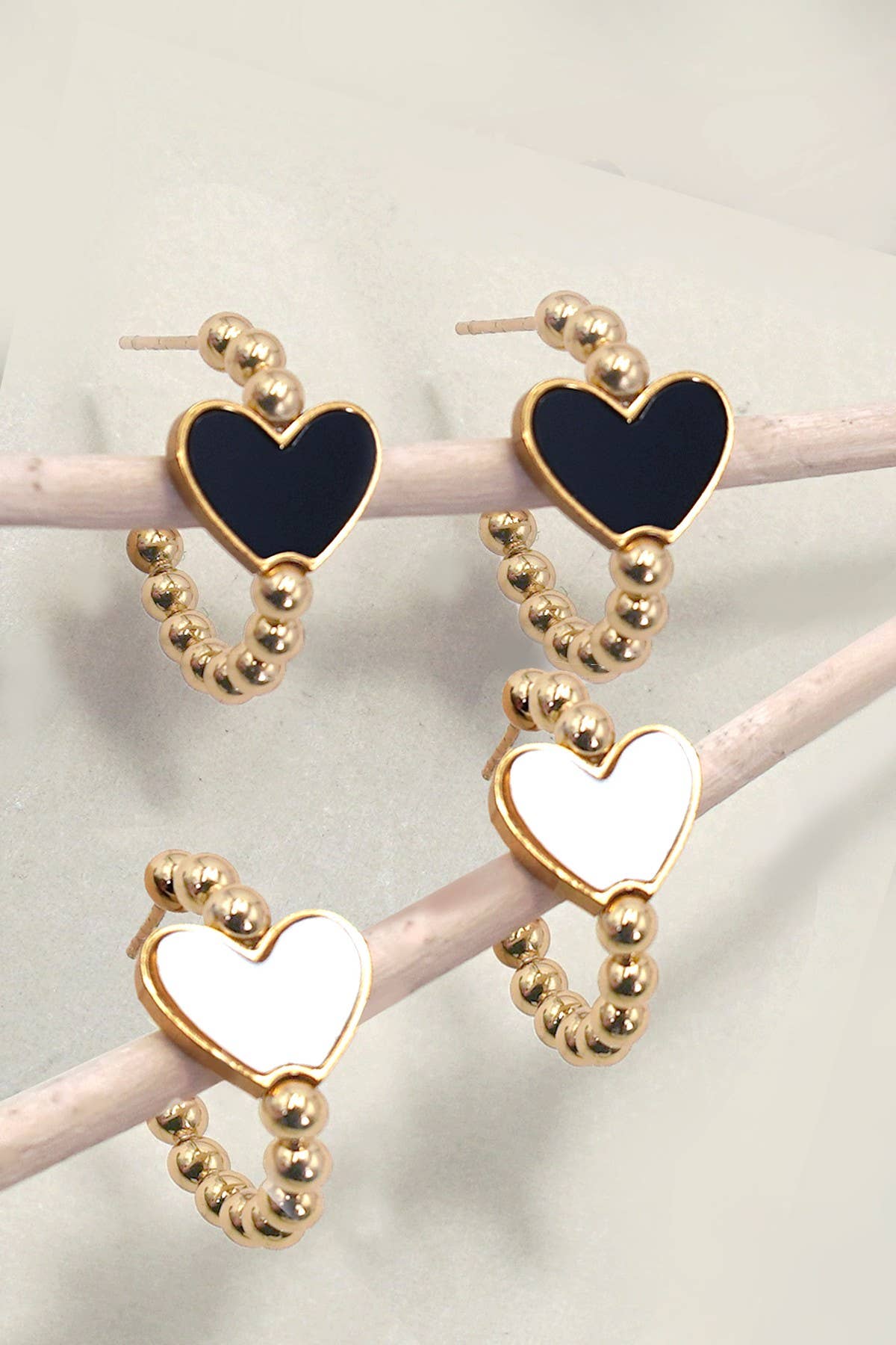 Heart Beaded Hoop Earrings