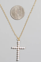 Pearl Cross Pendant Necklace