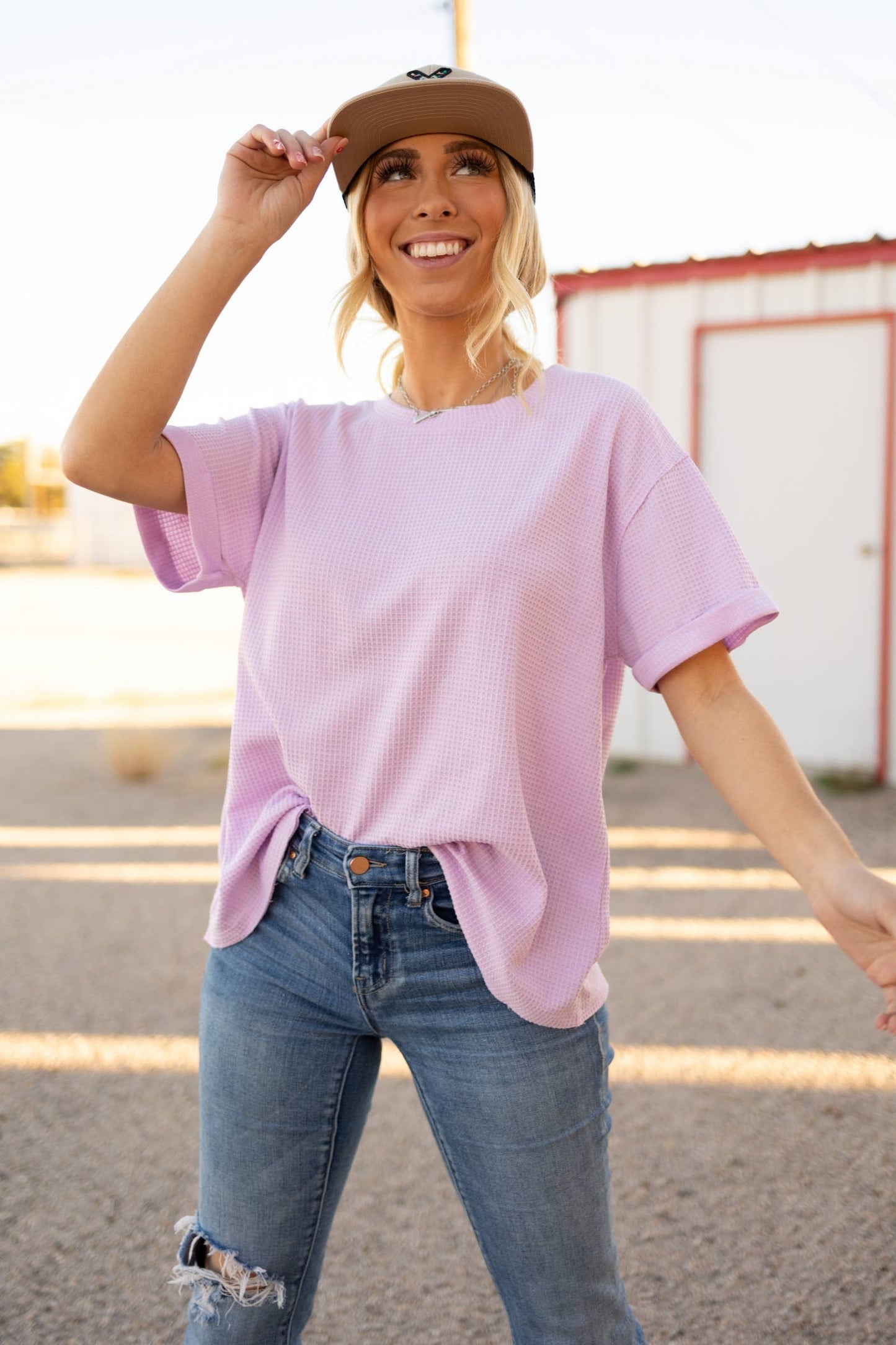 Dustyn Waffle Knit Top