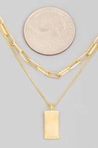 Rectangle Pendant Layered Necklace