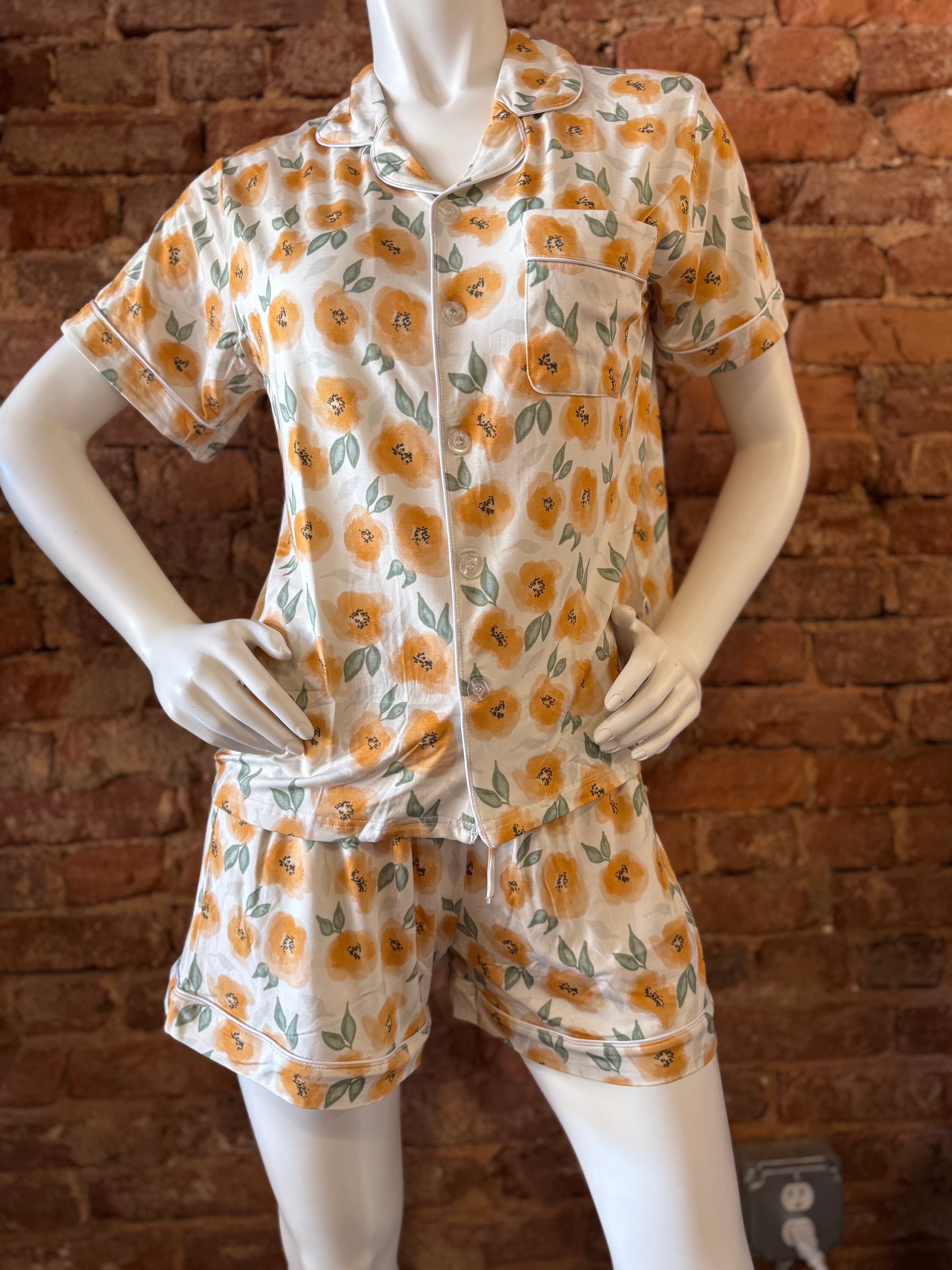 Peachy Blooms Adult Pajamas Set