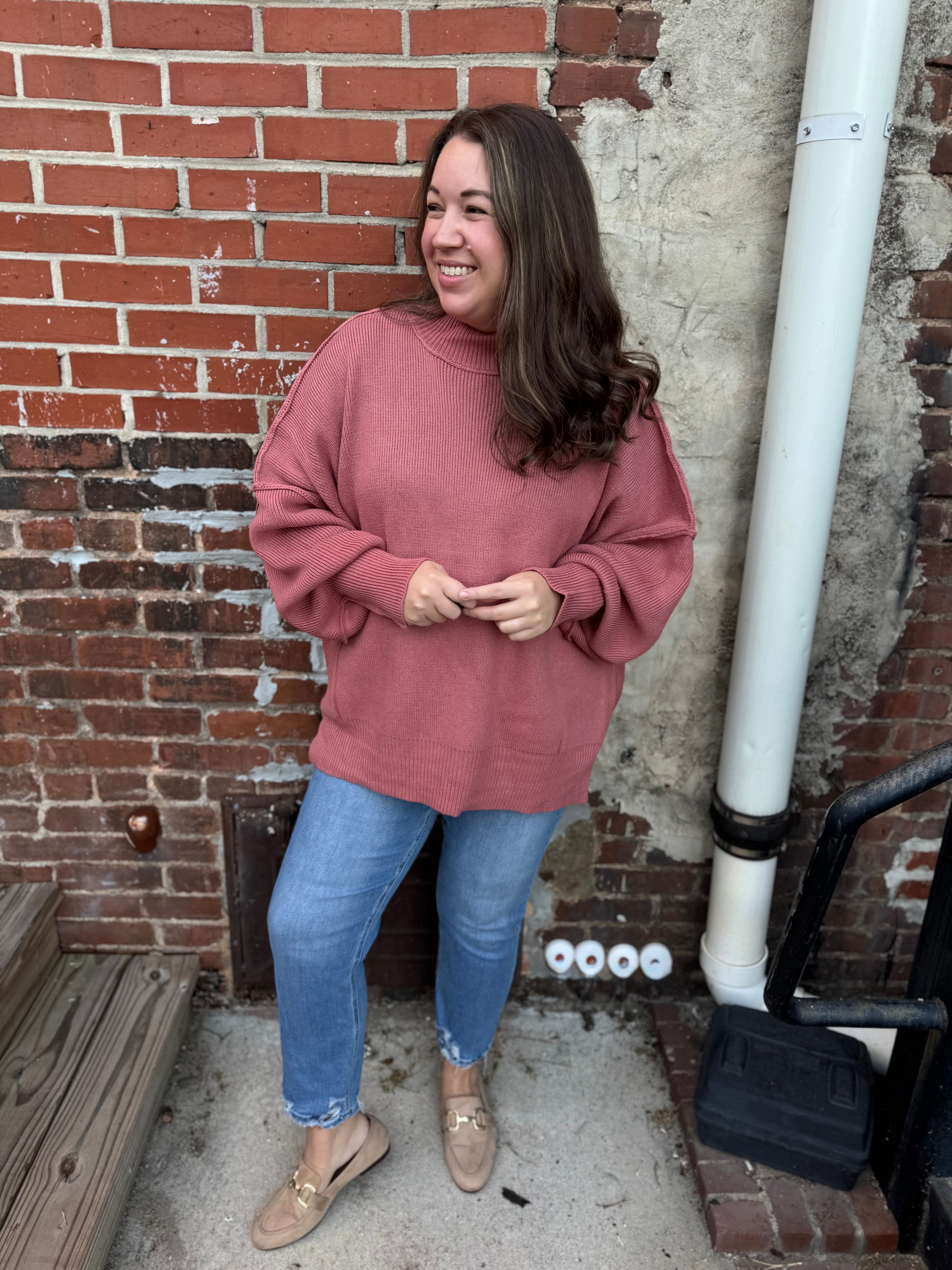 Simple Oversized Sweater in Rose